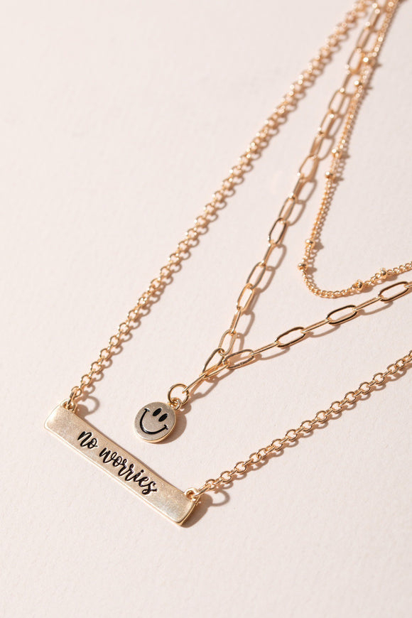 Layered NO WORRIES Chain Necklace