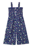 Girl's Navy Floral Jumpsuit