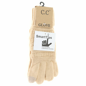 Solid Cable Knit CC Women's Gloves: Peanut