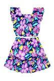 Girl's Blue/Purple Tropical 2 Piece Skirt Set