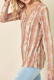 Aztec Print Henley Top - Rust