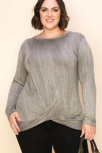 Curvy Tie Dye Top - Grey