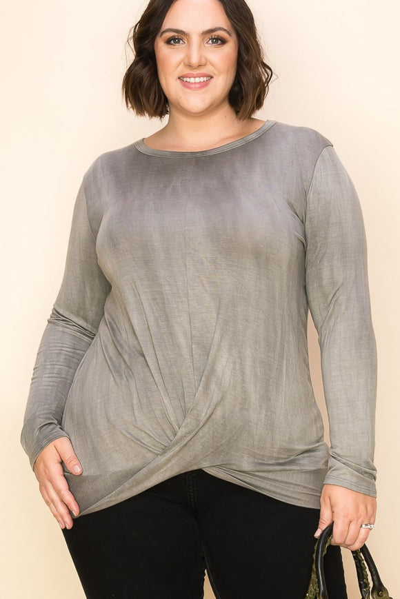 Curvy Tie Dye Top - Grey