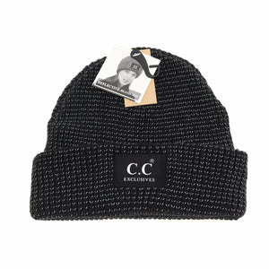 Reflective Solid Unisex C.C Beanie: Black