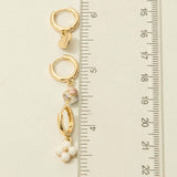 Ceramic Floral Bead Clover And Heart Hoop Earrings Set: GPK