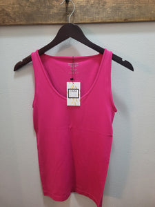 Scoop Neck Seamless Tank Top - Neon Hot Pink