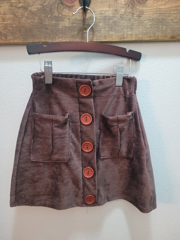 Girl's Brown Corduroy Skirt