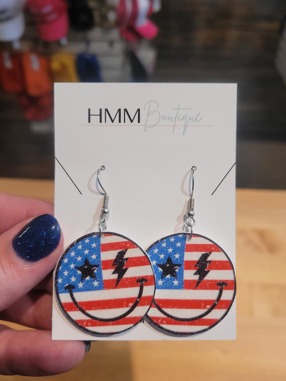 Patriotic Smiley Earrings