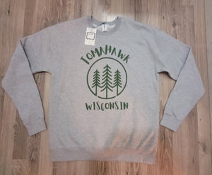 Tomahawk Wisconsin Crewneck Sweatshirt - Gray