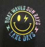 Adult "Boat Waves Sun Rays" Graphic Hoodie - Black