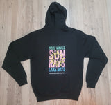 Adult "Boat Waves Sun Rays" Graphic Hoodie - Black