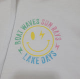 Adult "Boat Waves Sun Rays" Graphic Hoodie - White