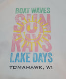 Adult "Boat Waves Sun Rays" Graphic Hoodie - White