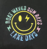 Youth "Boat Waves Sun Rays" Graphic Tee - Black