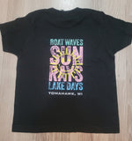 Youth "Boat Waves Sun Rays" Graphic Tee - Black