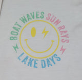 Youth "Boat Waves Sun Rays" Graphic Tee - White