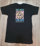 Adult "Boat Waves Sun Rays" Graphic Tee - Black