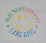 Adult "Boat Waves Sun Rays" Graphic Tee - White