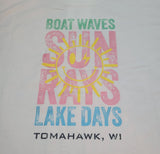 Adult "Boat Waves Sun Rays" Graphic Tee - White