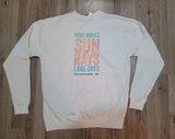 Adult "Boat Waves Sun Rays" Graphic Crewneck  - White