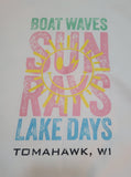 Adult "Boat Waves Sun Rays" Graphic Crewneck  - White