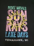 Adult "Boat Waves Sun Rays" Graphic Crewneck  - Black