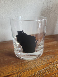 Wisconsin State Rocks Glass - Black 11 oz