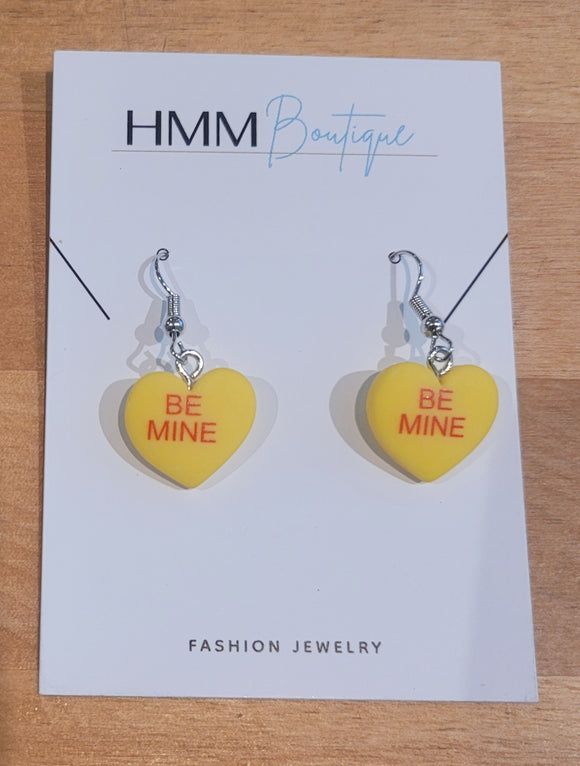 Sweetheart Dangle Earrings - Be Mine, Yellow