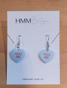 Sweetheart Dangle Earrings - Hug Me, Blue