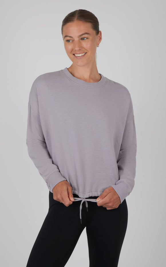 Lux Fleece Stone Wash Crew Neck Sweatshirt - Gull