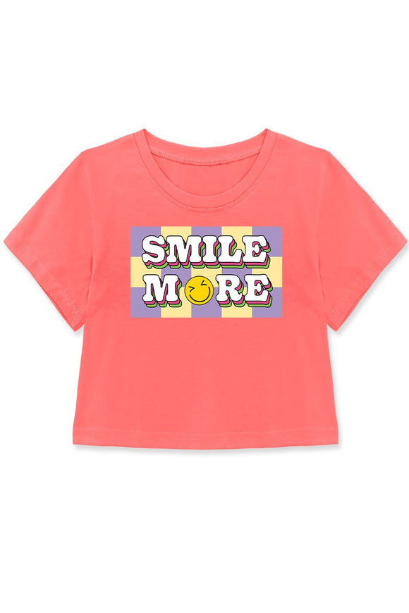 Girl's 'Smile More' Graphic Crop Top