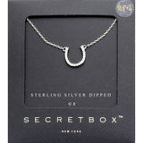 Secret Box Sterling Silver Dipped CZ Horseshoe Pendant Necklace