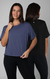 2 Pack Super Soft Short Sleeve U-neck T Shirts - Patriot Blue/Black