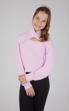Girls Soft Scuba Hoodie With Front Keyhole - Pink