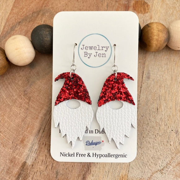 Gnome Earrings - Red Glitter Hat