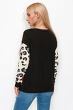 Curvy Plaid & Animal Print Long Sleeve Top