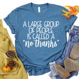 "A Large Group of People Is Called a No Thanks" Graphic Tee - Heather Teal