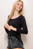Black Keyhole Detail Long Sleeve Top