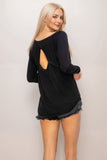 Black Keyhole Detail Long Sleeve Top