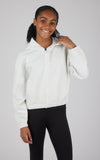 Girls Cloud Plush Zip Front Crop Hoodie Jacket - Gray