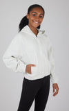 Girls Cloud Plush Zip Front Crop Hoodie Jacket - Gray