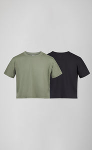 2 Pack - Super Soft Deluxe Short Sleeve T-shirt - Green/Black