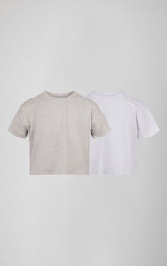 2 Pack - Super Soft Deluxe Short Sleeve T-shirt - White/Gray