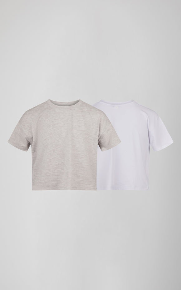 2 Pack - Super Soft Deluxe Short Sleeve T-shirt - White/Gray