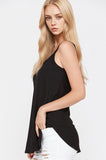 Spaghetti Strap Solid Tank Top - Black