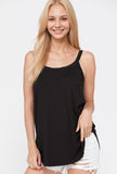 Spaghetti Strap Solid Tank Top - Black