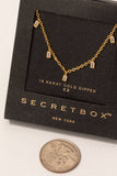 Secret Box Gold Dipped Cz Baguette Charms Necklace: GD