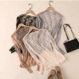 Long Sleeve Lace Blouse: Black