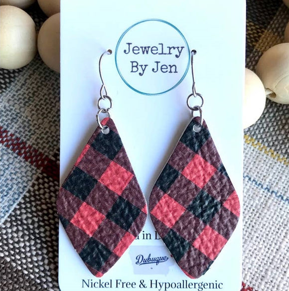 Black & Red Buffalo Plaid Earrings