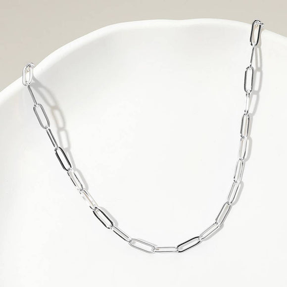 Paperclip Chain Necklace: Silver